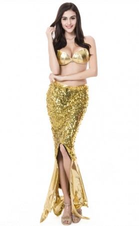 Sexy Sequin Glitter Golden Mermaid Evening Dress