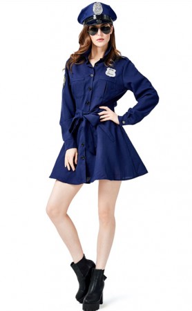 Halloween Dark Blue Patrol Officer Costume