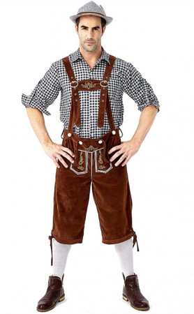 German Oktoberfest Traditional Men's Plaid Beer Costumes