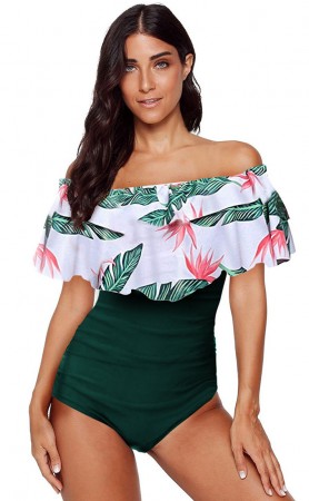 Sexy Off-Shoulder Ruffle One-Piece Bikini