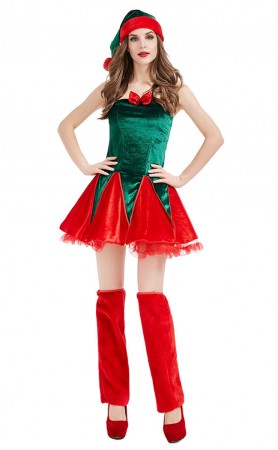 Christmas Party Costumes Christmas Elf Plush Dress