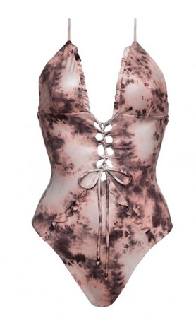 Sexy Print Halter Neck Bikini One-Piece Swimsuit