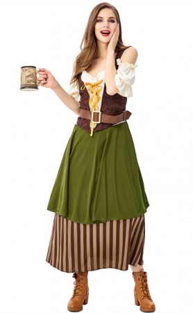 Oktoberfest New Women Bartenders Serving Beer Costume Masquerade Party Wear