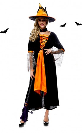 Halloween Costumes Orange Magic Witch 