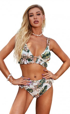 Summer Ruffled Halter Two-Piece Sexy Bikini