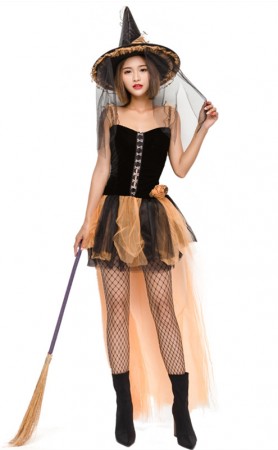 Halloween Woman Devil Pumpkin Witch Costumes