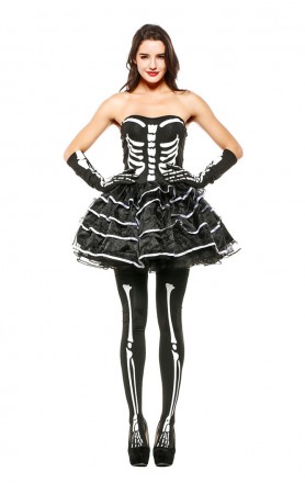 Halloween Catrina Burlesque Skeleton Costume