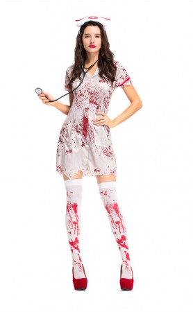 Halloween Scary Bloody Sexy Uniform Nurse Costume