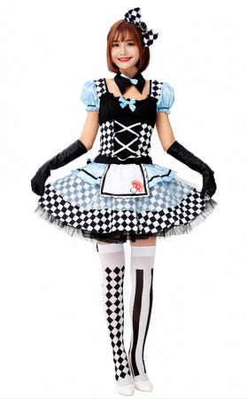 Halloween Alice In Wonderland Alarm Clock Maid Dress