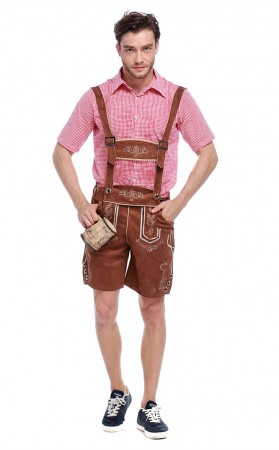 Men's Red Plaid Oktoberfest Party Bavarian Garment