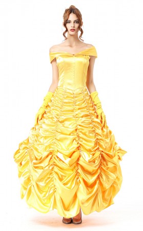 Halloween Fairy Princess Yellow Queen Dress