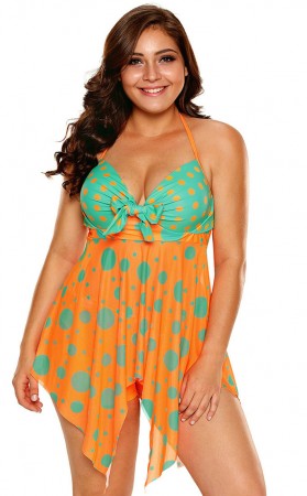 Sexy Spots Split-Pose Halter Plus Size Bikini 