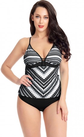 Sling Tube Top Fish Scale Print Split Swimsuit