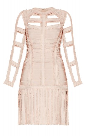 Herve Leger Brielle Chiffon Detail Dress 