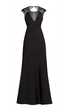 Herve Leger Maribel Tulle Applique Dress