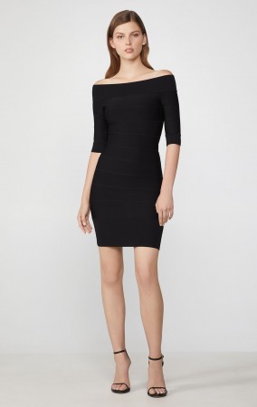 Herve Leger Icon Off-The-Shoulder Dress