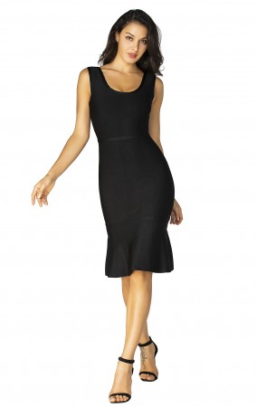 Herve Leger Scoop Neck Dress Black