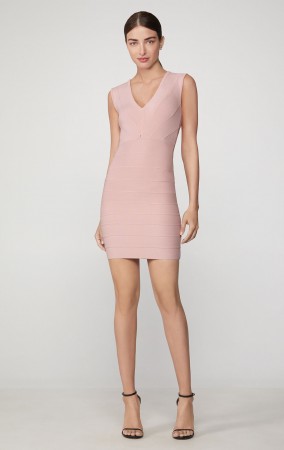 Herve Leger Icon Plunging V Mini Dress