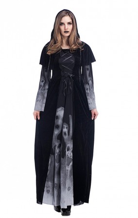 Halloween Costumes Vampire Witch Costume Black Maxi Dress