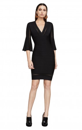 Herve Leger Minervah Transparent Pointelle Dress 