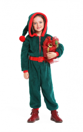 Party Homewear Kids Coral Velvet Christmas Jumpsuit