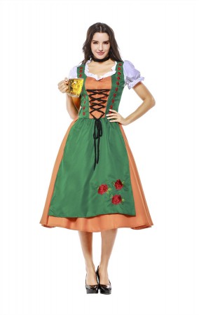 Womens Dress Color Block Oktoberfest Fraulein Costume