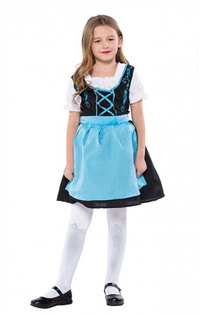 Girls German Dirndl Dress Oktoberfest Fraulein Costume 