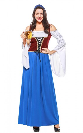 Womens Long Elegant Dress Oktoberfest Fraulein Costume