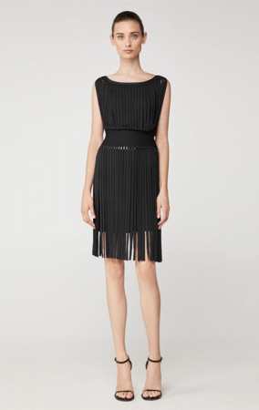 Herve Leger Bandage Dress Tank Tassels Black