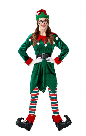 Ladies Christmas Elf Cosplay Costumes Set (7 Pcs. Per Set) 