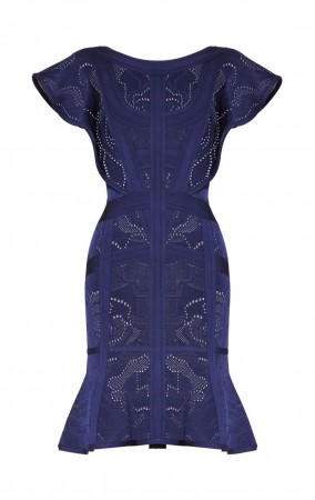 Herve Leger Alessia Rose Plaited Jacquard Dress 