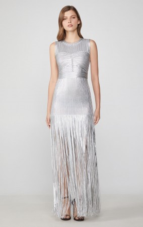 Herve Leger Foil Fringe Dress