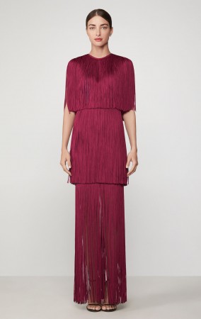 Herve Leger Inge Sleeve Tiered Gown