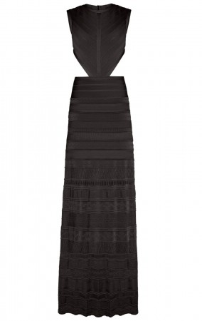 Herve Leger Black Alondra Pointelle Bandage Gown