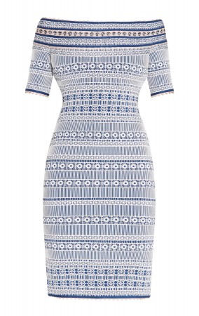 Herve Leger Lacey Plaited Lace Off-Shoulder Dress