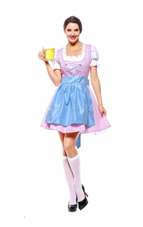 Womens Short Multicolor Dress Oktoberfest Fraulein Costume