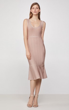 Herve Leger Metallic Picot Scoop Neck Dress