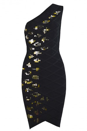 Herve Leger Hayley Diamond Quilting Beaded Dress