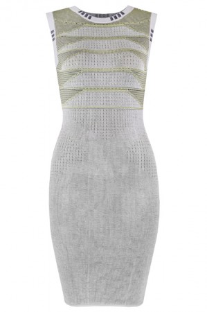 Herve Leger Bandage Dress Jacquared O Neck Tank Grey