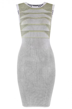 Herve Leger Bandage Dress Jacquared O Neck Tank Grey