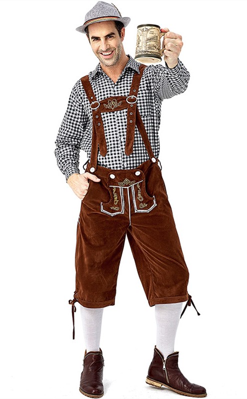 German Oktoberfest Traditional Men's Plaid Beer Costumes