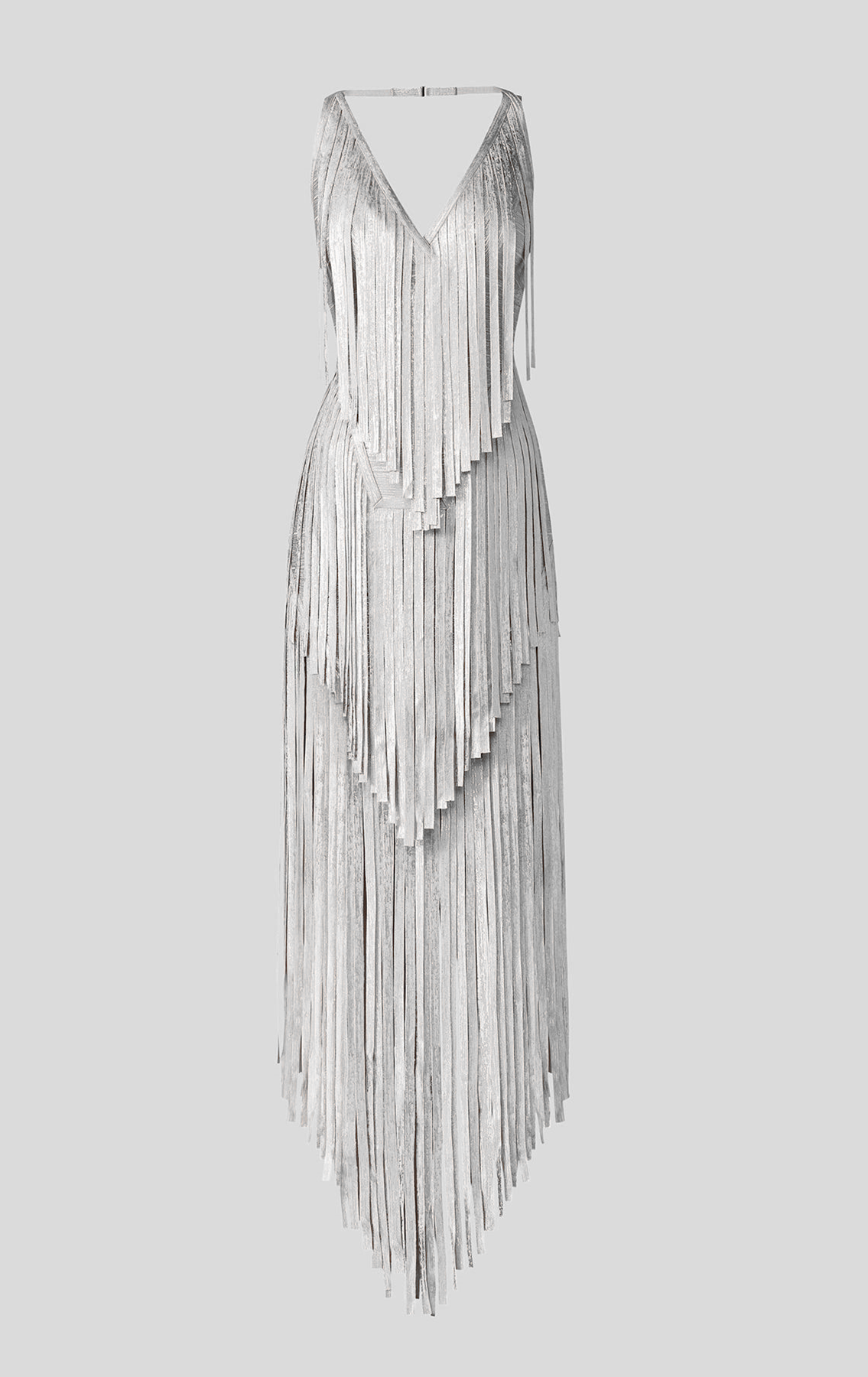 Herve Leger Izabel Silver Fringe Dress