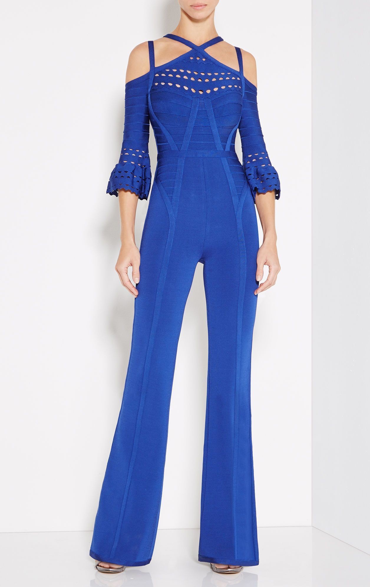 blue bandage jumpsuit