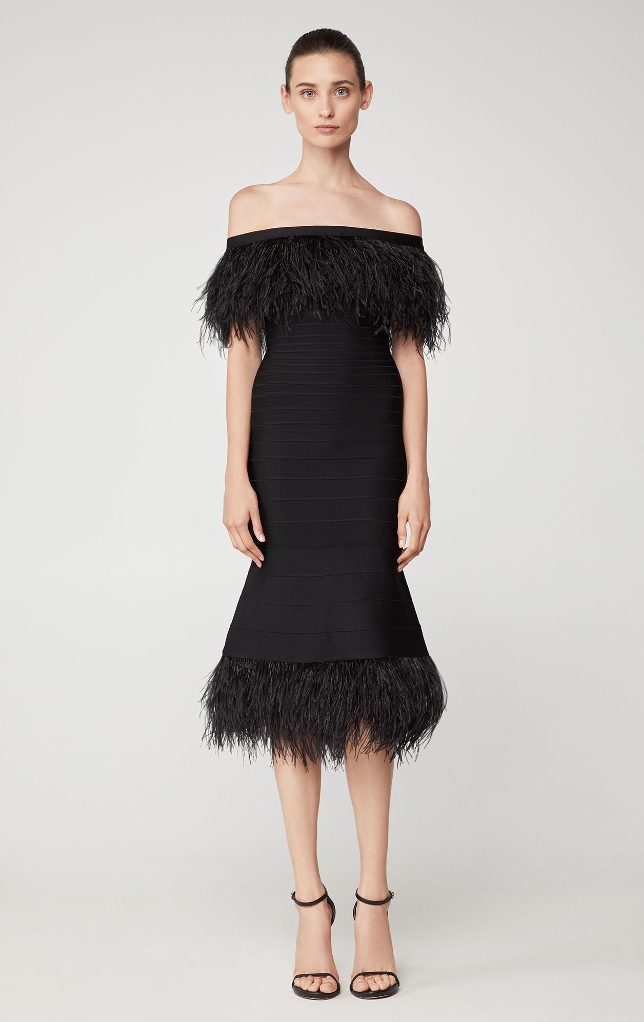 herve leger feather dress