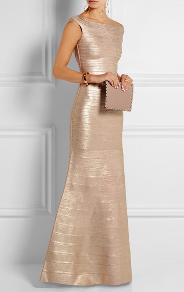 herve leger gold bandage dress