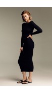 BL Ribbed Knit Dress With Chain