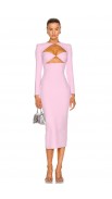 Pink Double Cutout Long Party Evening Dress