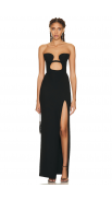 Elegant Black Cut-Out High Slit Gown
