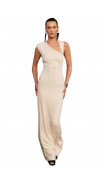 White Asymmetric Neck Backless Maxi Dress