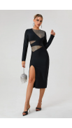 Ma Cutout Diamond Black Bandage Dress